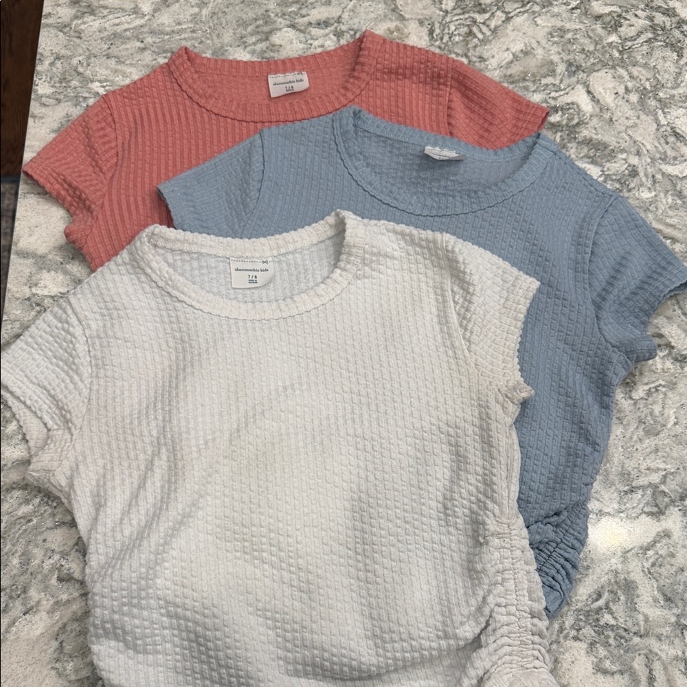 Abercrombie Kids Ribbed Tops in Blue and White and Pink